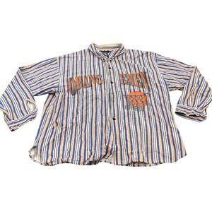 Vintage Esleep Shirt Mens XL Blue Orange Striped Syracuse Orange Basketball